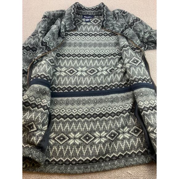 Denim & Co. Womens Small Gray‎ Aztec Fuzzy Full Zip Sweater - Picture 10 of 10